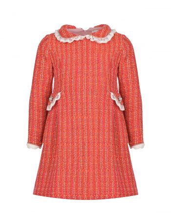 Красное платье из твида с принтом в клетку Eirene детское