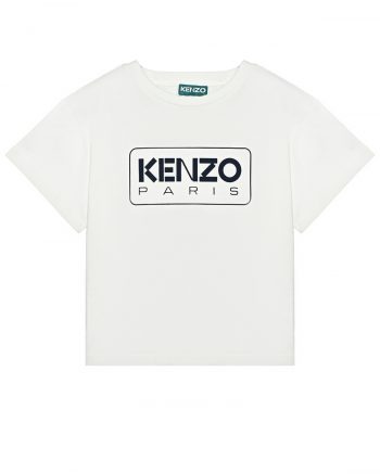 Футболка с логотипом на груди, белая KENZO