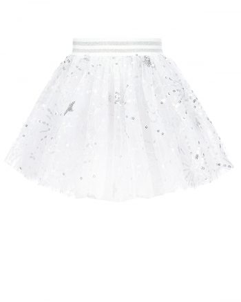 Белая юбка с вышивкой пайетками Dan Maralex детская