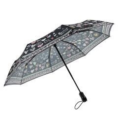 Черный зонт с принтом "сердечки", 30 см Moschino детский
