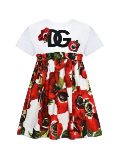 Платье с принтом "маки" на юбке Dolce&Gabbana