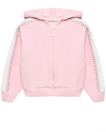 Куртка спортивная с клепками и лампасами, розовая Monnalisa