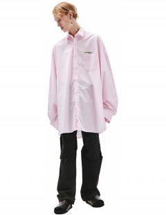 Розовая Оверсайз рубашка с принтом