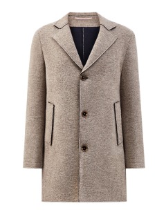 Однобортное пальто из меланжевой шерсти с фактурными швами