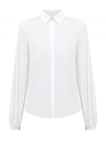 Блуза из тонкого хлопка с длинными объемными рукавами