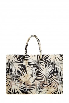 Пляжная сумка из хлопка с тропическим принтом и стразами