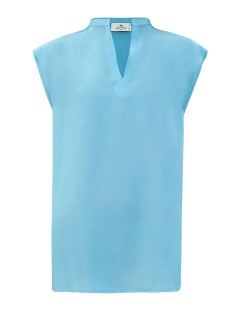 Шелковая блуза удлиненного кроя с V-образным вырезом