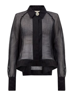 Полупрозрачная блуза из хлопкового шифона с перламутровой пуговицей