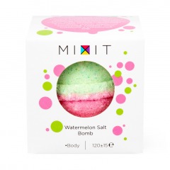 MIXIT Бурлящий шар для ванны с экстрактом яблока и арбузным ароматом Watermelon Salt Bomb
