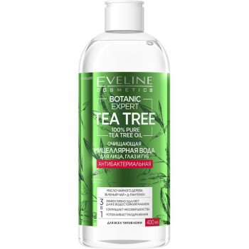 EVELINE Мицеллярная вода BOTANIC EXPERT TEA TREE 3 в 1 антибактериальная очищающая